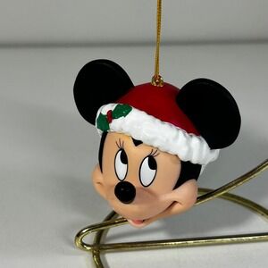 Disney Minnie Mouse Santa Hat Christmas Ornament Festive Holiday Decor Red Black